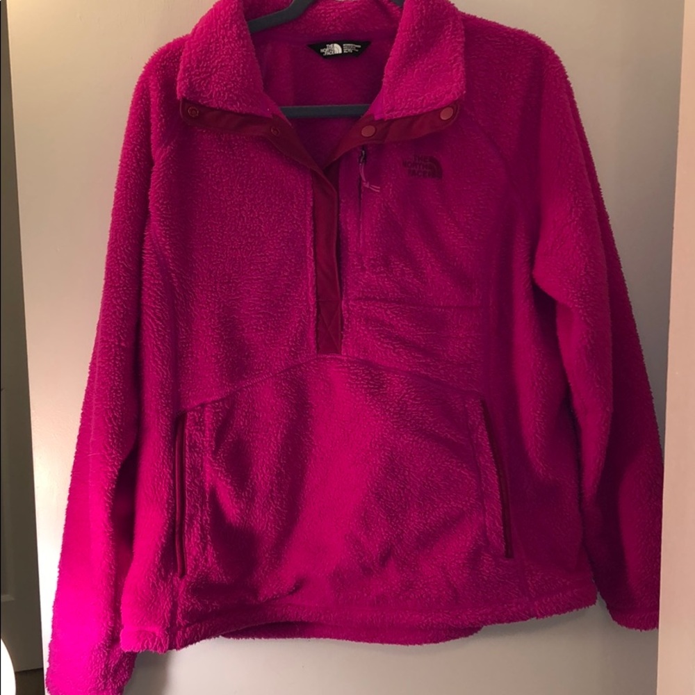 Pink north face Sherpa pullover